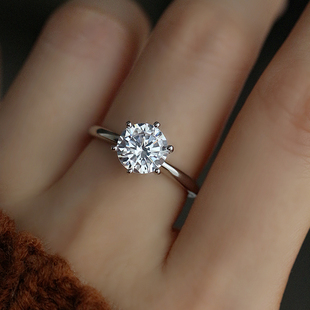 仿真钻石钻戒婚礼对戒结婚高端s925纯银戒指指环，女开口可调节时尚