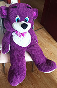 库存毛绒玩具处理紫色大熊一个毛巾大抱熊领结熊熊1.05米
