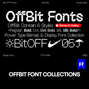 OffBit 像素马赛克颗粒英文字体logo标识标题排版版式字体安装mac