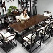 黑檀实木原木大板茶桌椅组合新中式奥坎茶台老板办公桌简约大班台