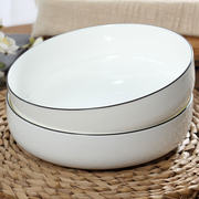 超深盘子家用菜盘骨瓷，沙拉盘微波陶瓷，带盖蒸蛋碗汤盘大容量