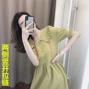 哺乳连衣裙夏季辣妈款中长款外穿喂奶衣服女产后期哺乳装外出时尚