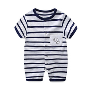 婴儿夏装男宝宝0-1周岁连体衣新生儿短袖爬服薄款6个月爬服哈衣服