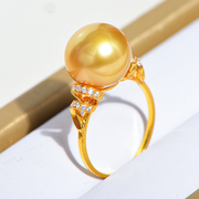 珑一11-12mm18k金南洋(金南洋)海水珍珠戒指环，手饰无染色菲律宾进口圆形