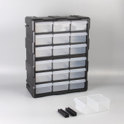 黑色零件盒子桌面组合抽屉式塑料工具柜元件整理箱分类挂墙收