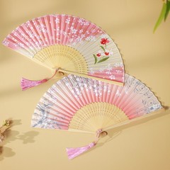 北山街扇子女式折扇中国风折叠小扇古风古典真丝扇日式樱花工艺扇