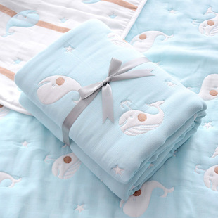 新生婴儿十层纱布被表，纯棉加厚儿童浴巾，毛巾被宝宝幼儿园春秋盖毯