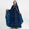 中世纪复古欧美外贸蕾丝拼接大喇叭袖中世纪连衣裙宫廷表演晚礼服