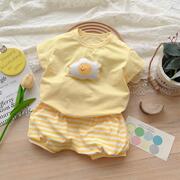 婴儿衣服夏季A类幼儿薄款短袖韩版外出服套装0-3岁宝宝夏装两件套