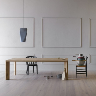 北欧原木风餐桌约长方形实木桌子小户型家用易木桌会议桌