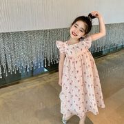 巴拉巴柆韩系女童淑女小飞袖，连衣裙夏装碎花裙，儿童洋气公主裙气质