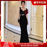ZS名品越南设计师Ritara 23修身立体花朵性感女神气质套装裙
