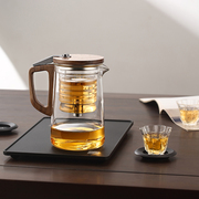 时尚蚂蚁第五代胡桃木飘逸杯，玻璃泡茶壶，过滤茶水分离沏茶冲茶器