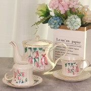 英式少女心咖啡杯具红粉佳人，下午茶圣诞杯子浮雕，通花壶子家用茶具