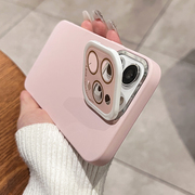马卡龙(马卡龙)粉色镜头支架软硅胶，适用苹果13手机壳iphone14全包，14promax防尘一体镜头12女小众高级感保护套高端气质