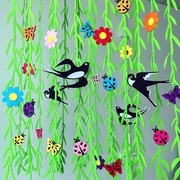 幼儿园空中教室走廊环境，布置装饰品材料创意挂件，吊饰挂饰柳条燕子