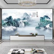 3d新中式自粘山水风景墙，贴画电视沙发背景墙中国风客厅装饰壁画