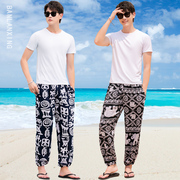 薄款夏季沙滩灯笼裤男士，中青年加肥加大运动裤，家居睡裤棉绸长裤