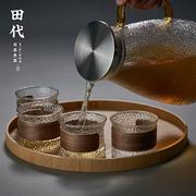 防烫手锤目纹茶杯150ml高硼硅耐热玻璃杯咖啡杯喝茶杯品茶杯子