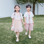 小学生校服夏季套装汉服幼儿园园服中国风六一诗歌朗诵唐装演出服