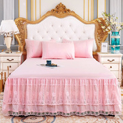 纯色床罩1.8风韩式枕套成花边，三件套保护套床裙床垫m另配蕾丝公主