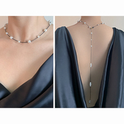 koe原创设计新娘珍珠项链长款露背婚纱背链性感，身体链美背饰品女