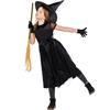 万圣节女巫服装黑色网纱小魔女童装表演服女巫也角色扮演服定