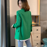 绿色西装外套女春款欧洲站，2023爆欧货新年休闲高级质感小西服