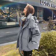 灰色洋气羽绒服女短款2022冬季韩版加厚气质小个子面包服