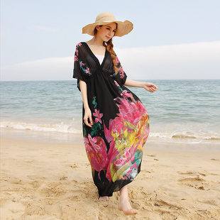 墨莎三亚海边度假沙滩，裙仙女宽松大码雪纺连衣裙长裙200斤可穿