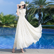 白色碎花连衣裙女长款2024夏季法式高级感雪纺显瘦沙滩长裙