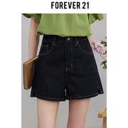 forever21百变密码藏青色牛仔，短裤女2024年夏季复古百搭