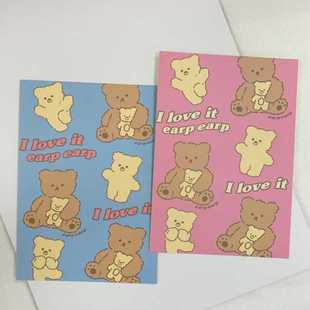 一套4张~ ins可爱卡通迷你折叠贺卡 创意生日祝福节日小卡片