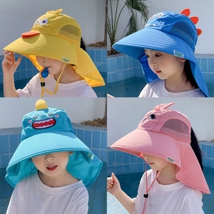 儿童防晒帽女童男孩，2024年夏季防紫外线，宝宝太阳帽春秋渔夫帽遮阳