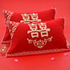 纯棉结婚庆用品，大红色枕巾加大加厚喜事，用品礼物情侣一对