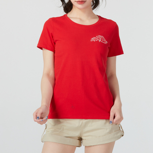 columbia哥伦比亚女装春夏红色圆领，t恤户外运动服，跑步短袖ar1553