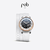 FOB女表女款R360进口个性三环白色薄皮革表带时尚机械腕表