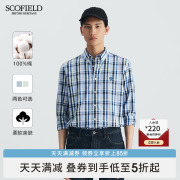 SCOFIELD男士衬衣长袖秋季时尚棉质苏格兰休闲格子衬衫男
