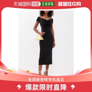 香港直邮潮奢reformation女士，firello玫瑰贴花露肩中长连衣裙