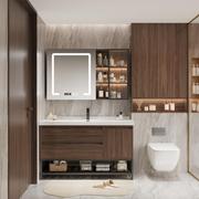 中式实木胡桃陶瓷一体盆浴室柜，组合卫生间台盆柜，洗漱台洗手洗脸盆