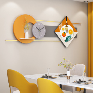 创意金属壁挂立体组合挂表装饰画餐厅墙面装饰晶瓷画壁饰置物架
