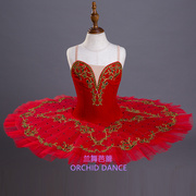 儿童红色定制简易版tutu裙，成人芭蕾舞蹈演出服女童舞台比赛表演裙