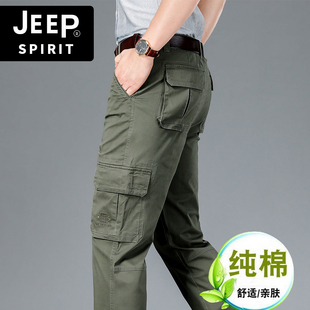 jeep吉普工装裤男士，多口袋直筒宽松大码户外春秋，夏季休闲裤长裤子