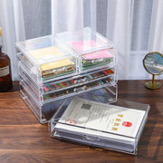 亚克力桌面收纳盒抽屉式多层储物盒防尘办公桌，a4纸置物架文具杂物