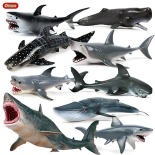 儿童玩具实心仿真海洋生物，模型大白鲨鲨鱼巨齿，鲨鲸鲨虎鲨蓝鲸摆件