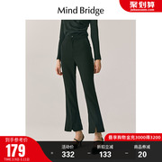 MindBridge黑色女士休闲裤2023春季 韩版修身开叉喇叭裤