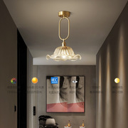 全铜水晶小吊灯过道灯，后现代简约吧台，走廊灯创意吸顶北欧玄关灯具