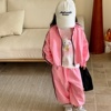 2024春秋儿童粉色运动套装两件套女童时尚韩版休闲宽松中大童洋气
