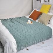 北欧沙发毯盖毯色流苏床尾毯客厅午休空调毯抱枕靠枕靠垫套