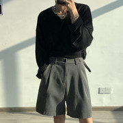 西装短裤男夏季外穿2023男装设计感小众轻熟风，5分dk西裤宽松直筒